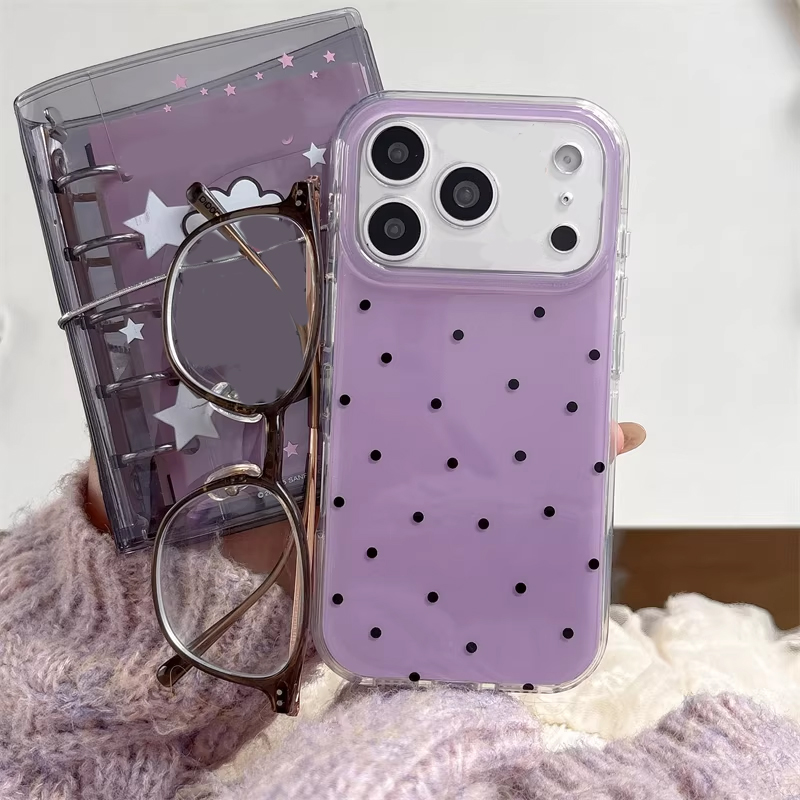 Cute Cartoon Case - Koreaanse Ins Girl Simpele Paarse Polka