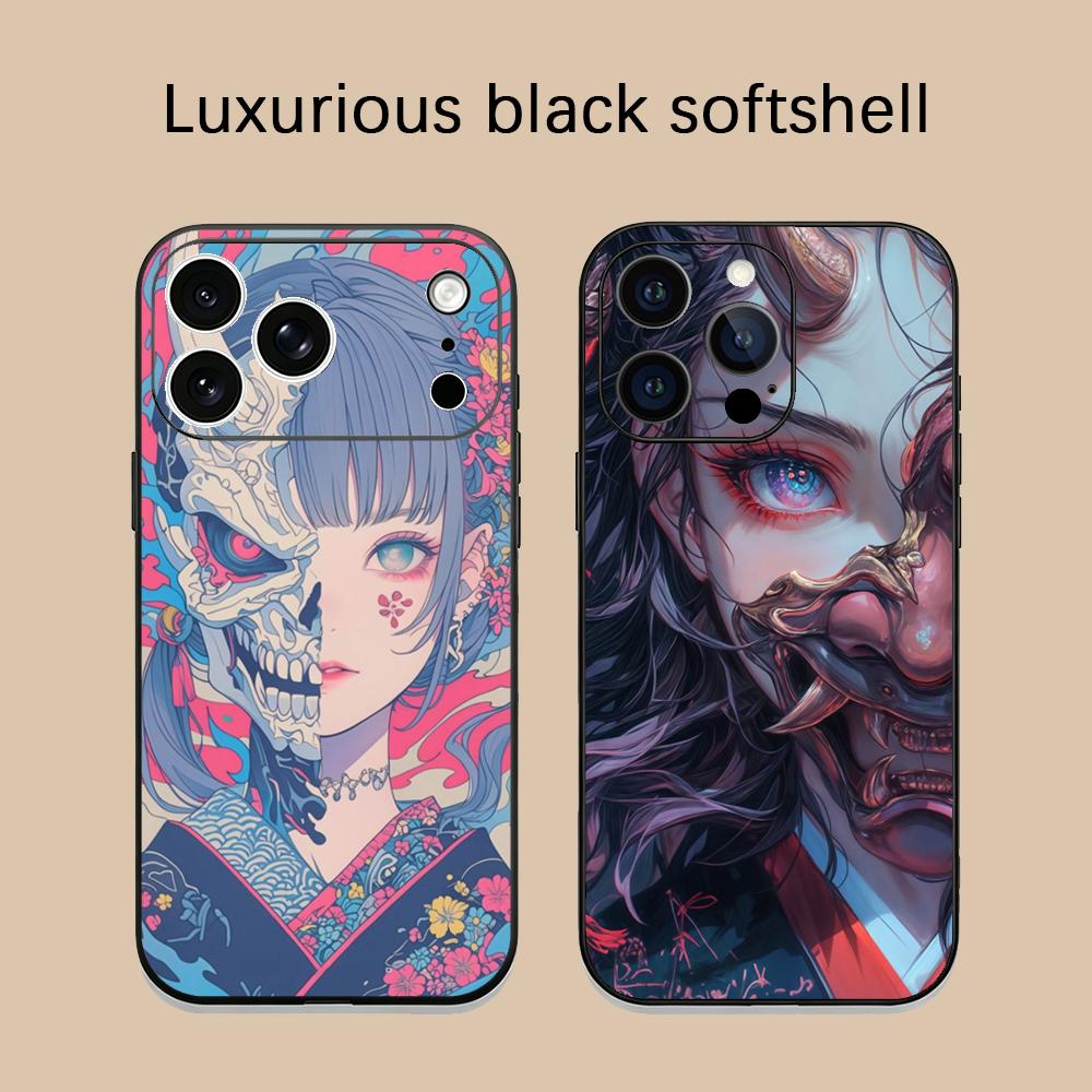 Phone Cases Japan - Coole spookgezicht Japan Samurai telefoonhoesje, zachte