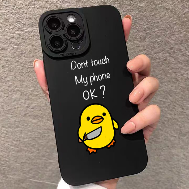 Cute Cartoon Case - Schattig minimalistisch cartoon-eendje siliconen telefoonhoesje voor