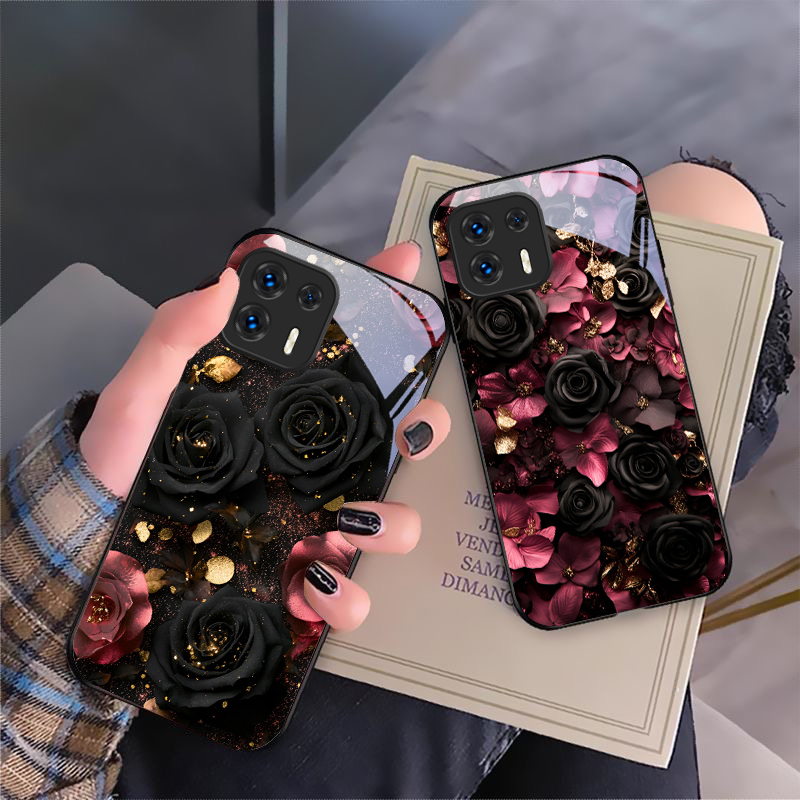 Phone Cases Red - Wijnrode bloemblaadjes Voor Motorola Moto G14