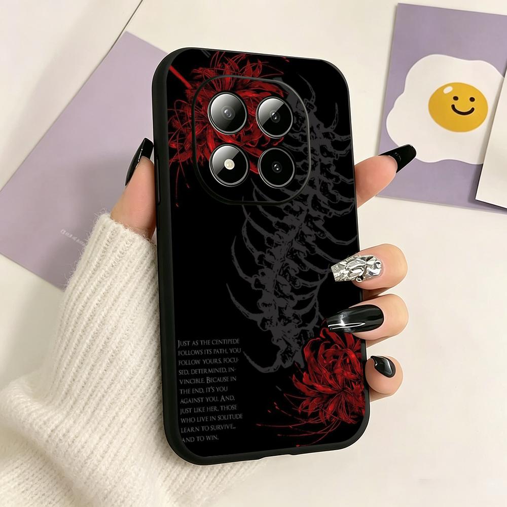 Phone Cases Red - Zachte zwarte telefoonhoes met rode spinnenlelie