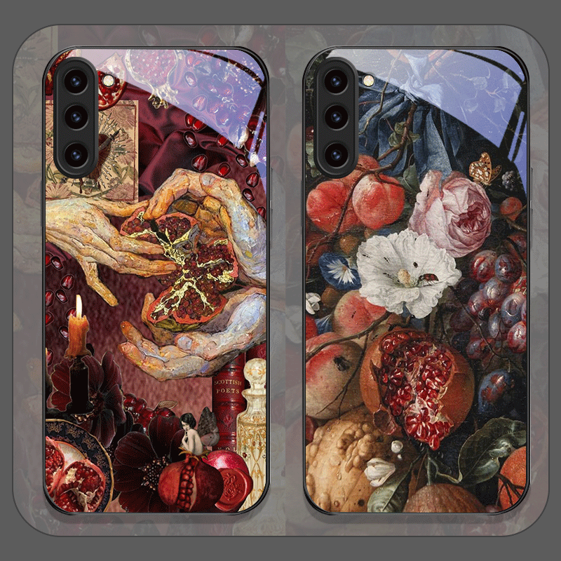 Phone Cases Samsung S25 Fe - Luxe Granaatappel Bloem Patroon Gehard Glas