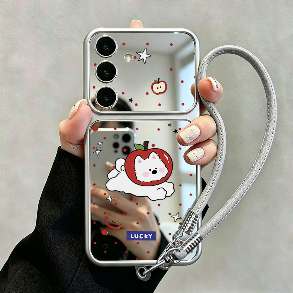 Phone Cases Samsung S25 Fe - Make-up spiegel schattige hond telefoonhoesje voor