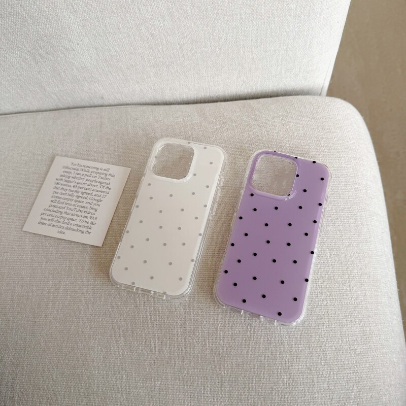 Phone Cases Purple - Koreaanse witte & paarse polkadot telefoonhoesje