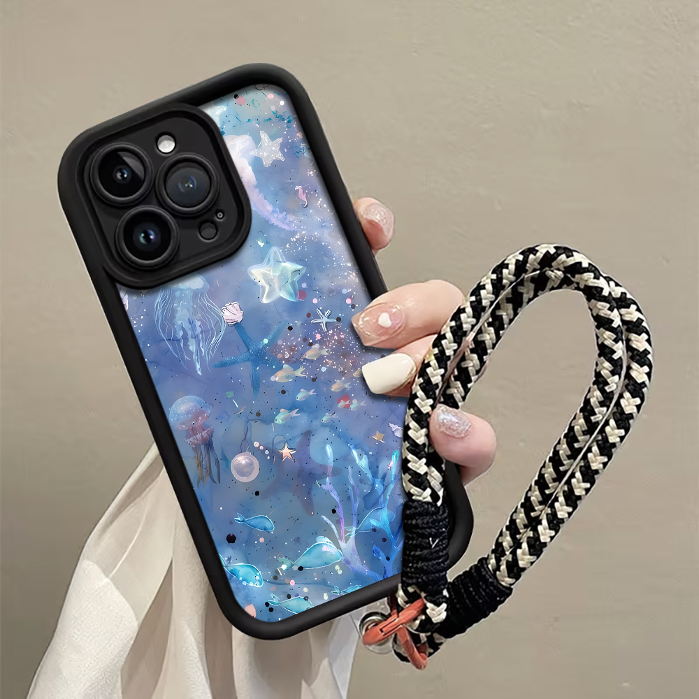 Phone Cases Purple - Blauw Paarse Kwallen Bandje Telefoonhoesje Voor
