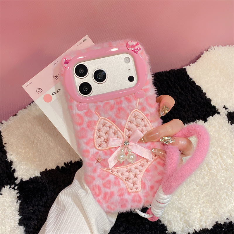 Phone Cases For Iphone 16 - Luxe luipaardprint bikini patroon pluche telefoonhoesje