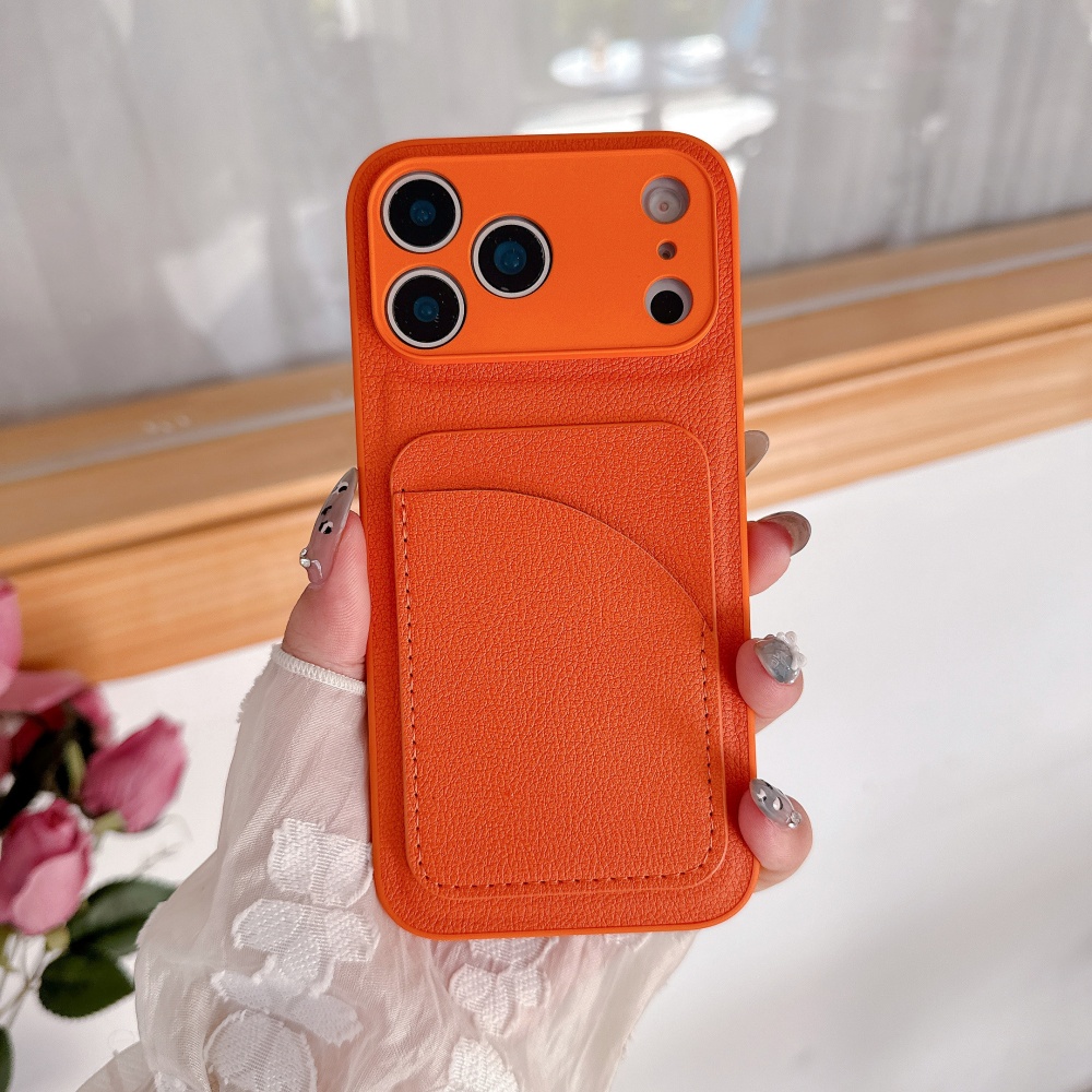 Phone Cases Classy - Luxe Geavanceerde Oranje Lederen Insert Card