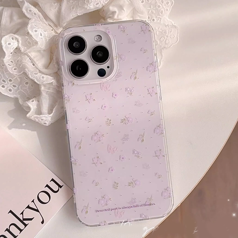 Phone Cases Purple - Ins Koreaanse Paarse Bloemen Zachte Genezing