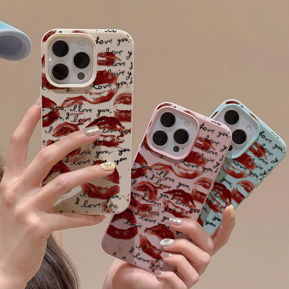 Phone Cases Red - Heldere Rode Lippen Lederen Telefoon Case