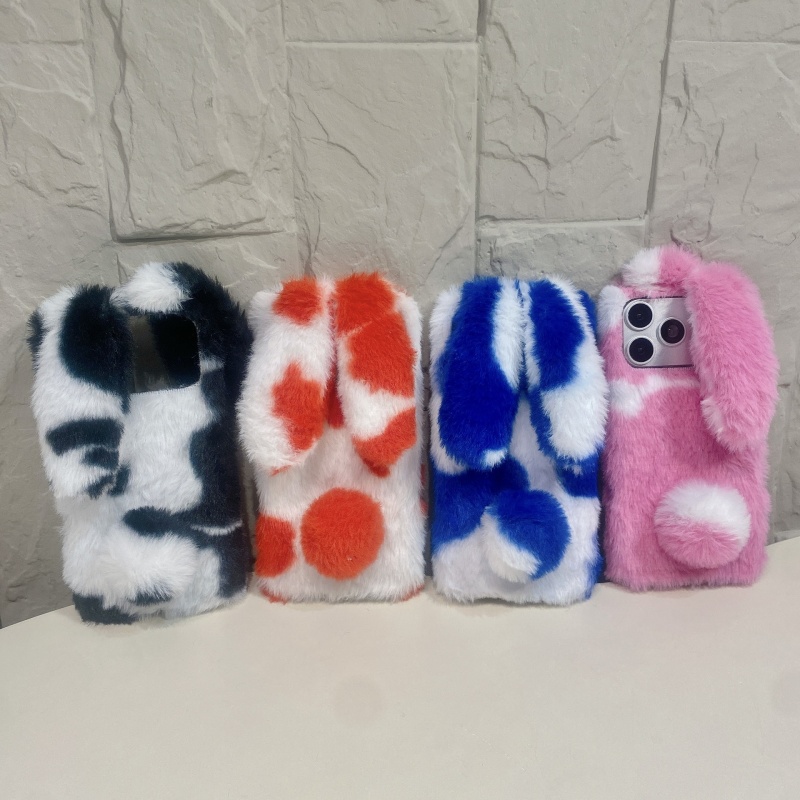 Phone Cases For Iphone 16 - Schattige konijnenprint pluche telefoonhoesjes voor iPhone