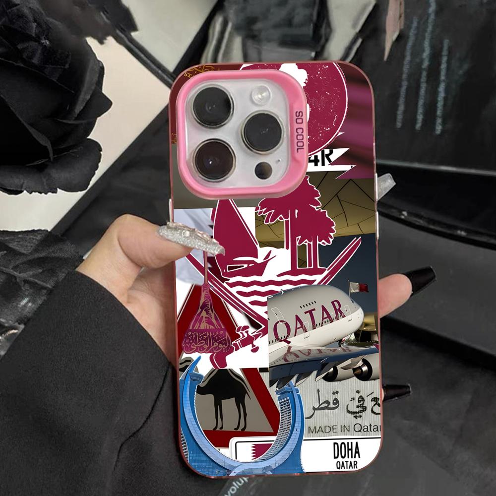 Qatar Vlag Roze Transparante M - Phone Cases Qatar recensie en prijs