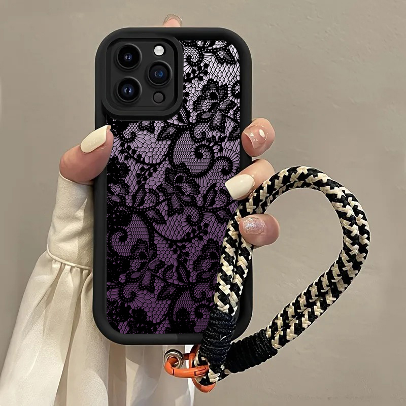 Zwarte paarse kant hangriem te - Phone Cases Purple recensie en prijs