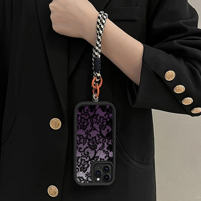 Zwarte paarse kant hangriem te - Phone Cases Purple recensie en prijs
