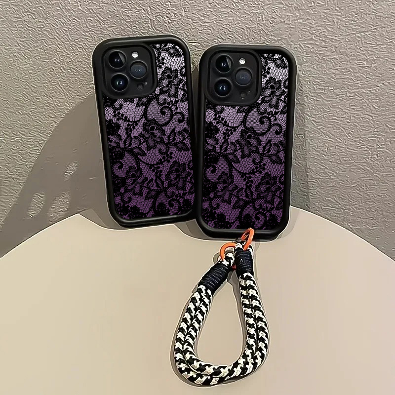 Zwarte paarse kant hangriem te - Phone Cases Purple recensie en prijs
