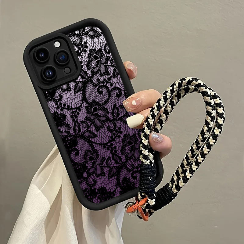 Zwarte paarse kant hangriem te - Phone Cases Purple recensie en prijs